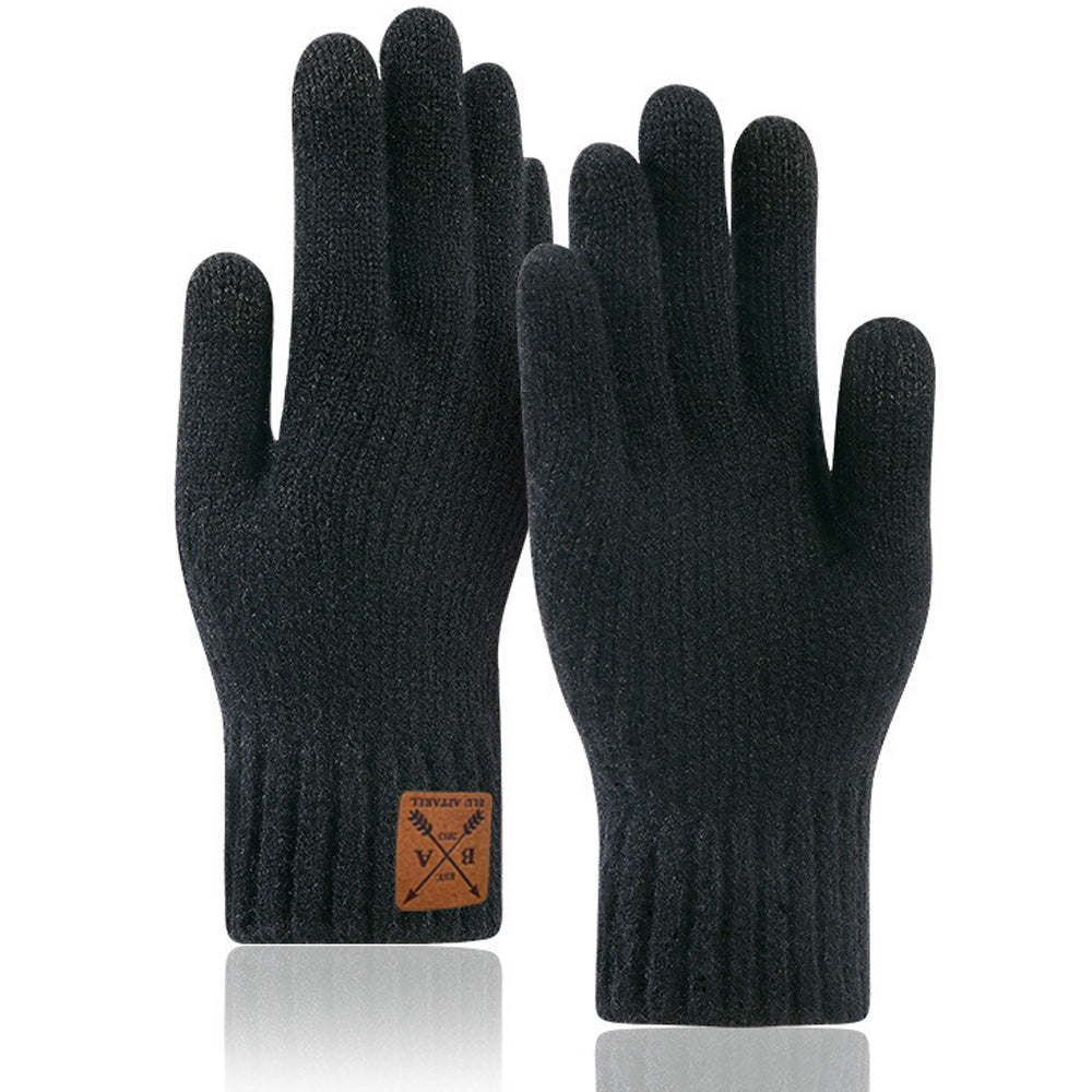Touch Screen Thermal Knitted Gloves - Black
