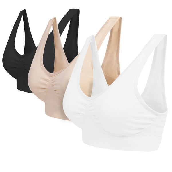 3 Pack Seamless Comfort Bra - Black / White / Nude– Blu Apparel